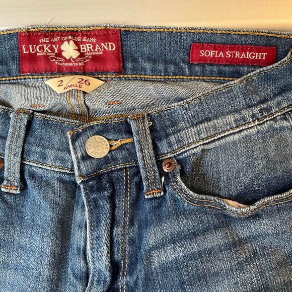 Lucky Brand Women Sofia Straight Jeans size 2 / 26 Blue Mid Rise Ankle - Picture 8 of 10